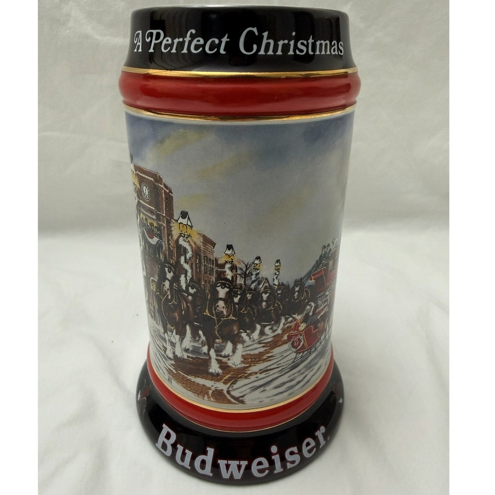 Vintage 1992 Budweiser Holiday Beer‎ Stein A Perfect Christmas Collector Mug